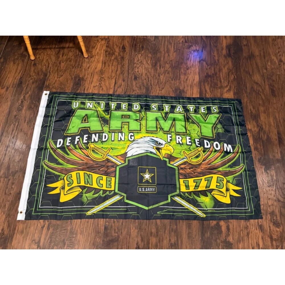US Army Defending Freedom Since 1775 Eagle Military Flag 3x5 Green Black
